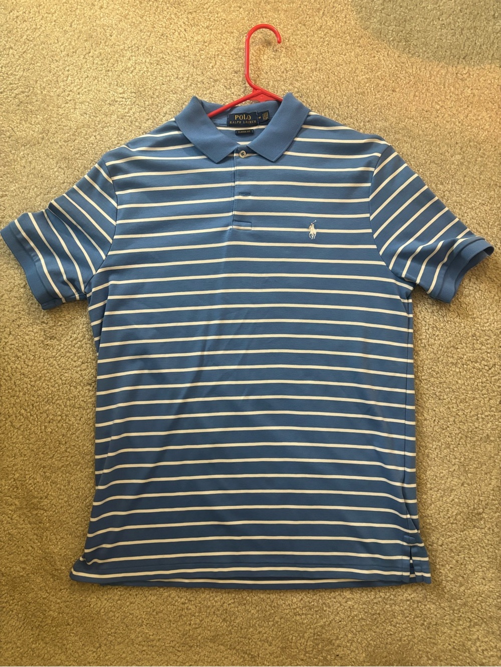 Ralph Lauren Light Blue & White Striped Polo Shirt